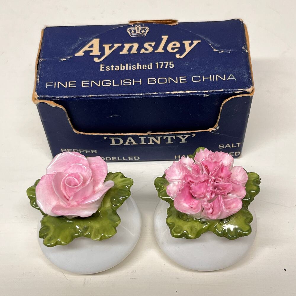 Vintage Aynsley Fine Bone China Salt and Pepper Shakers
